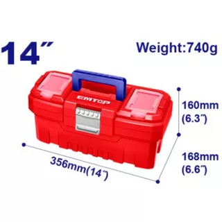 EMTOP กล่องเครื่องมือ PVC 14 นิ้ว / 17 นิ้ว / 20 นิ้ว แบบตัวล็อคพลาส / ตัวล็อคเหล็ก