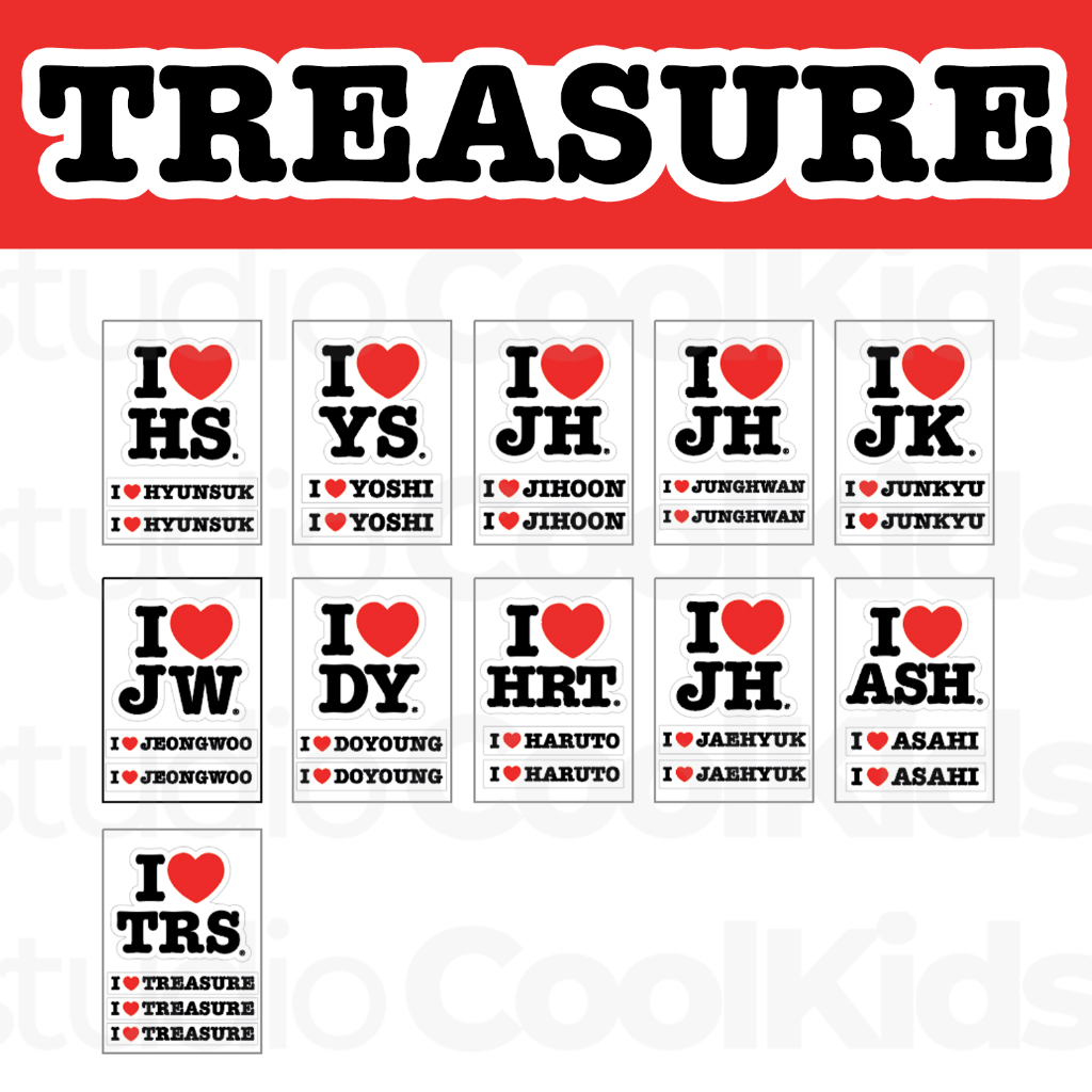 STICKER I LOVE TREASURE สติ๊กเกอร์ใสติดด้ามแท่งไฟ (ไซส์ครึ่ง A7)