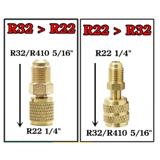 หัวแปลง สายเกจ หัวต่อ จาก R22 เป็น R32/R410 และ R32 เป็น R22/134