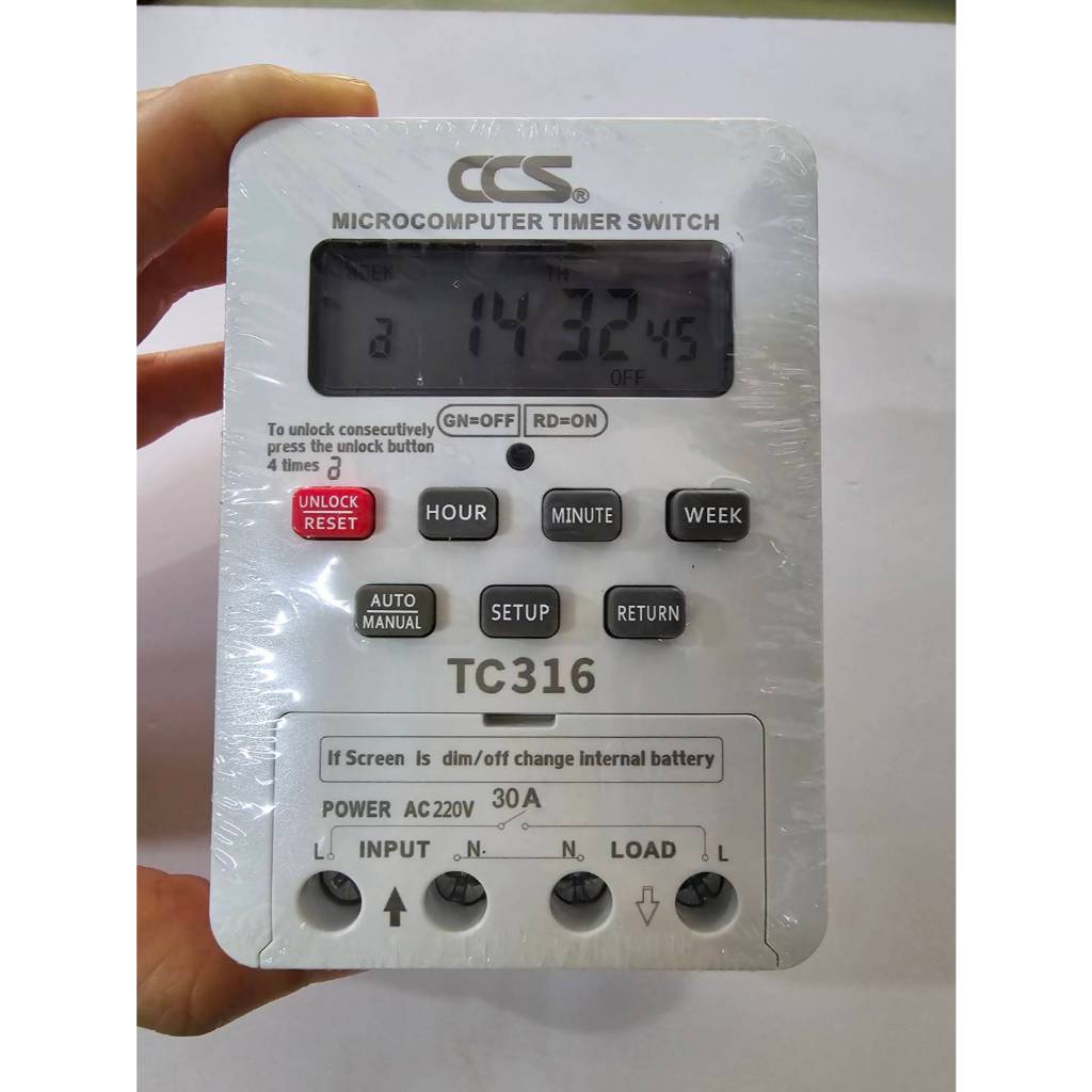 เครื่องตั้งเวลา นาฬิกาตั้งเวลา เปิด-ปิด อัตโนมัติ แบบ 24 ชม. รุ่น TC316 รุ่น 16 โปรแกรม