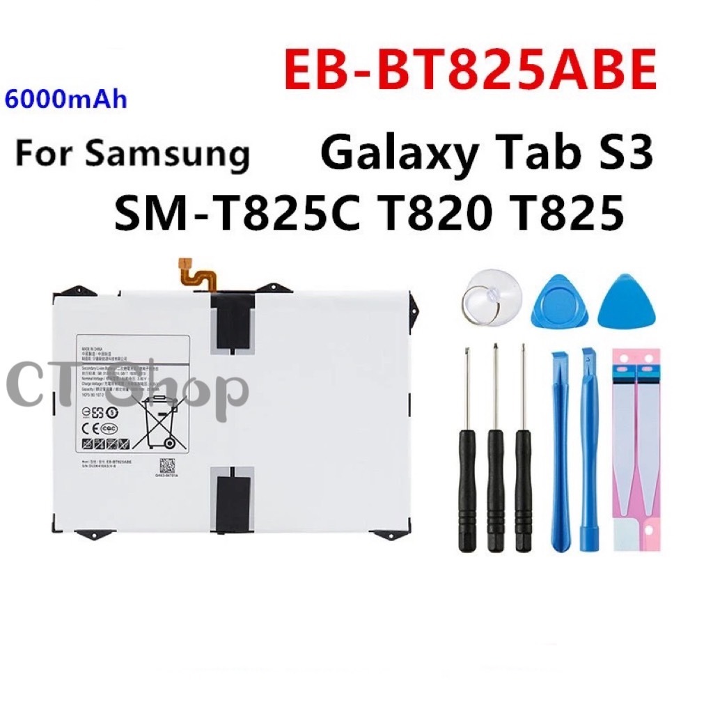 แบตเตอรี่ แท้ Samsung Galaxy Tab S3 9.7 LTE T825 T820 SM-T825C EB-BT825ABE 6000mAh พร้อมชุดถอด+แผ่นกาว ประกัน 3 เดือน