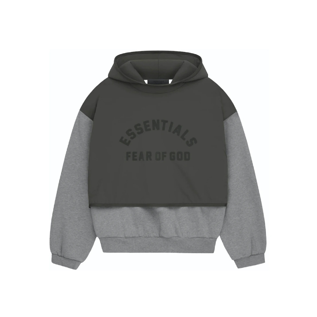 FOG – ESSENTIALS Nylon Fleece Hoodie Sweater (DARK HEATHER OATMEAL/INK)
