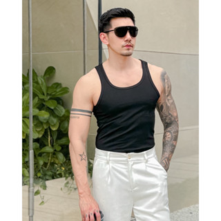 ROBMAN เสื้อกล้ามผู้ชาย สีดำ คุณภาพดีมาก style เกาหลี สายฝอ …