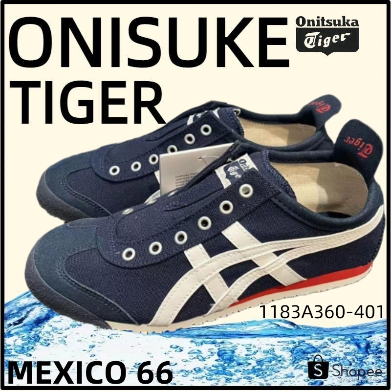 【ของแท้ 100%】Onitsuka Tiger Mexico 66 โอนิซึกะไทเกอร์ Dark Blue/White 1183A360-401 Low Top slip-on Unisex Sneakers