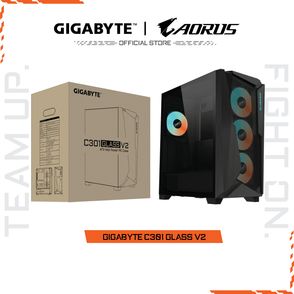 GIGABYTE CASE (เคสเกมมิ่ง) C301 GLASS V2 | ATX Mid Tower | 1 Year Warranty (GB-C301G TYPE-C V2)