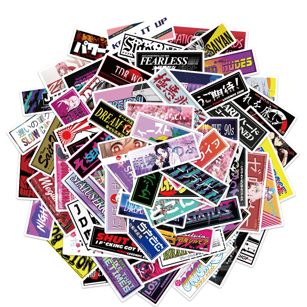 💥พร้อมส่ง💥ป้ายร้าน ญี่ปุ่น คำขวัญ โฆษณา การ์ตูน JDM DIY 60แผ่น anime LOGO sticker ดัดแปลง JAPAN
