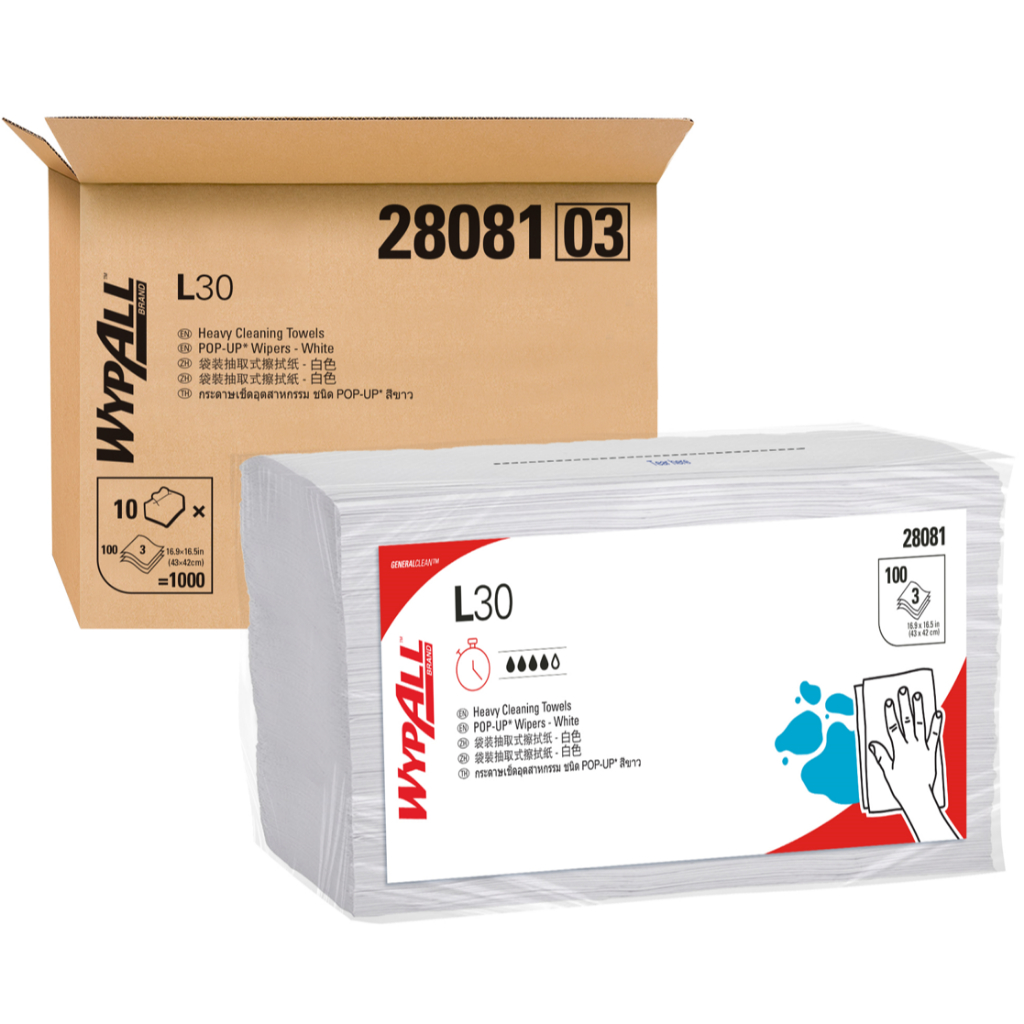 WYPALL กระดาษเช็ดอเนกประสงค์ ไวป์ออลล์ แอล 30 ไวเปอร์ รหัสสินค้า 28081 สินค้าคิมเบอร์ลี่ย์-คล๊าค โปรเฟสชั่นแนล 10 ห่อ ห่