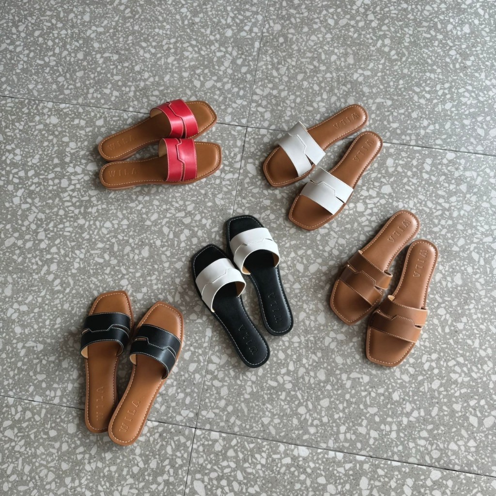 (รุ่น KL) - Wila shoes l SHOPEE VDO ลด100฿ รองเท้าแตะสวม ส้นแบน ทรงสวยมาก กดสั่งได้เลยค่า
