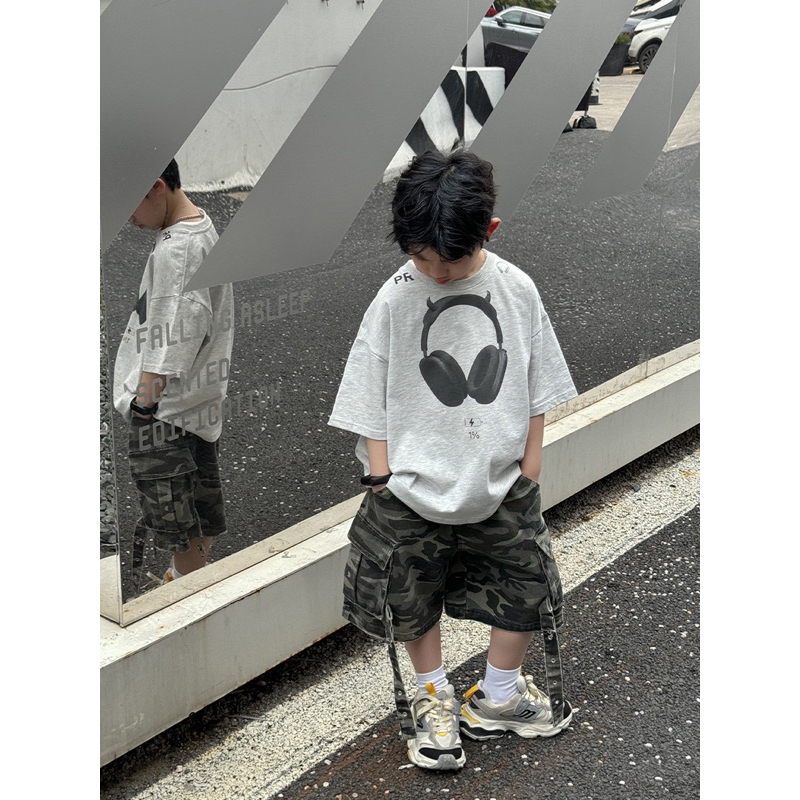 DB1038/DB1037 เสื้อยืดเด็ก Oversized /กางเกงลายพราง