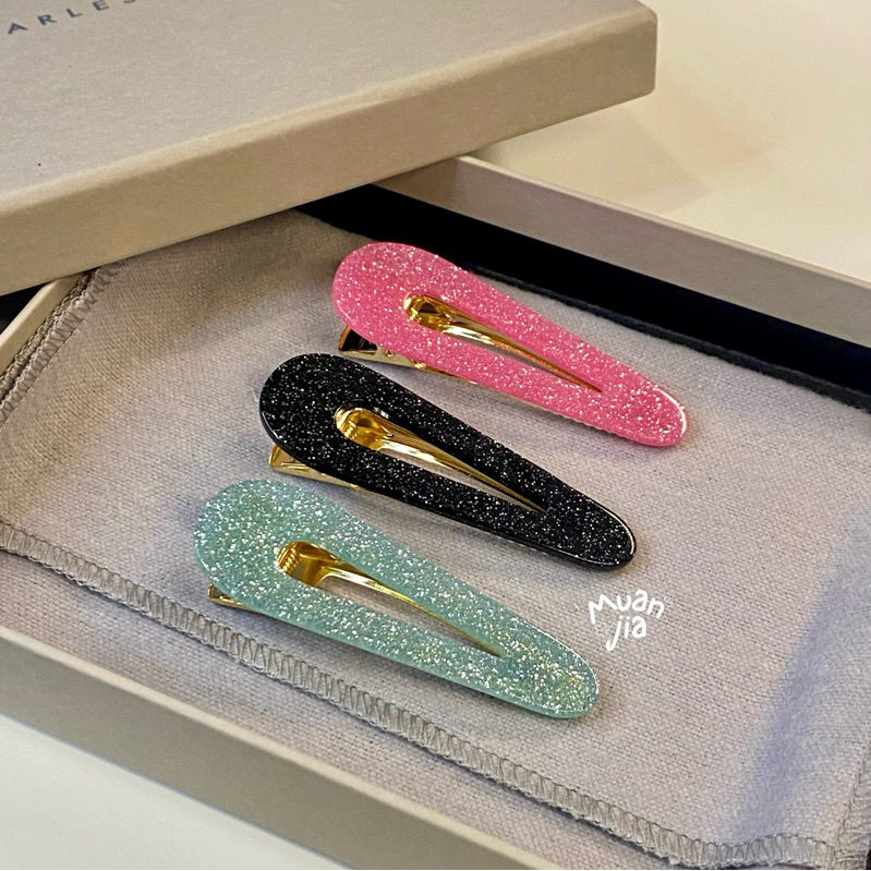 GLITTER HAIRCLIP | กิ้บติดผม กิ๊ฟ กลิตเตอร์ เรียบ หรู ดูแพง น่ารัก | muanjia.studio
