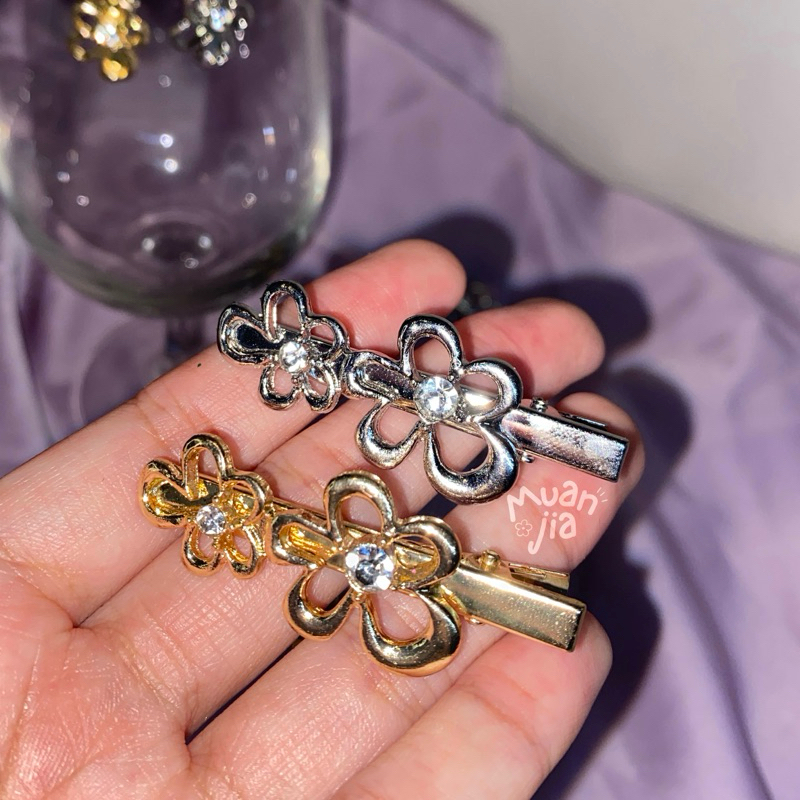 silver flower gold flower | กิ้บติดผม กิ๊ฟ ดอกไม้ เรียบ หรู ดูแพง น่ารัก | muanjia.studio ม่วนใจ๋