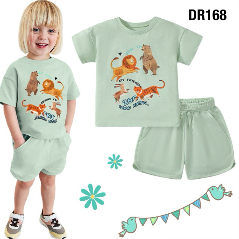 💥💥พร้อมส่งจากไทย💥💥 ชุดเซ็ต ชุดเสื้อยืด+กางเกงขาสั้น แบรนด์ Little Maven DR168