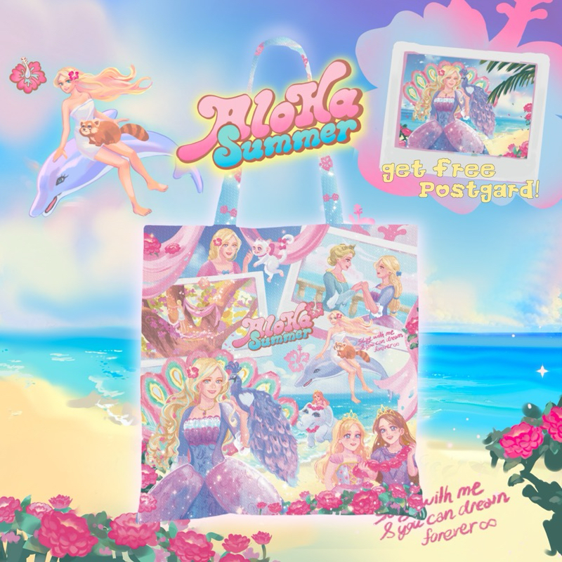 Aloha Rosella’s totebag 🌺🐬🏝️กระเป๋าผ้า by helloxglitter♡