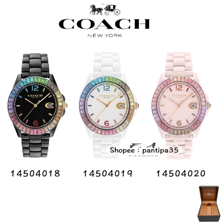 F.A ของใหม่คะ COACH เซรามิก เพชรสีรุ้ง เพชร สายรุ้ง เซรามิกส์ หน้าต่างวันที่คะ 14504018 14504019 14504020 36MM