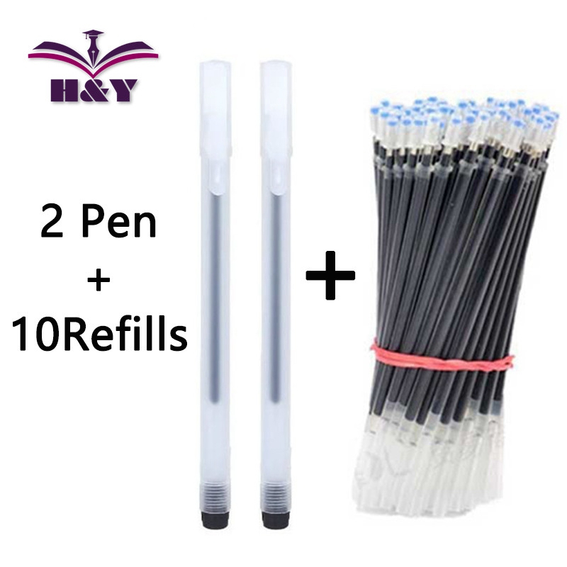 ปากกา 2 ชิ้น + ปากกา 10 ชิ้น MUJI Style Gel Pen ปากกาลูกลื่นสีดำปากกาลายเซ็นนักเรียน 0.5 มม. โรงเรียน