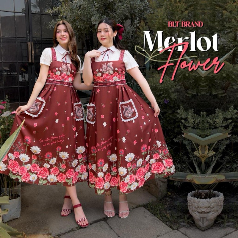 BLT Brand : Merlot Flowers🐿️ มือ2เทียบ1 Sz.XL