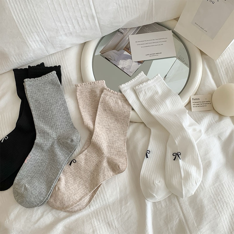 ‼️พร้อมส่ง‼️ถุงเท้าเกาหลีแต่งโบว์