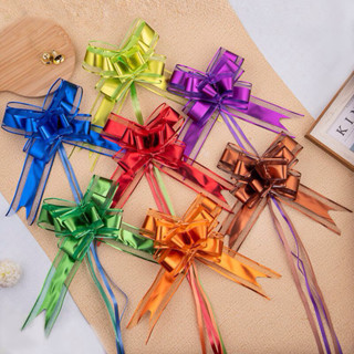 (ยกแพ็ค10เส้น) โบว์รูด 3cm สีเมทาลิค โบว์ติดของขวัญ โบว์รูดเ…