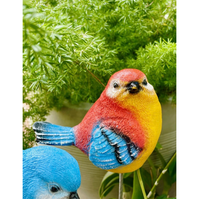 นกอ้วน เรซิ่น (สีส้มคละแบบ) นกปลอมตกแต่งสวน