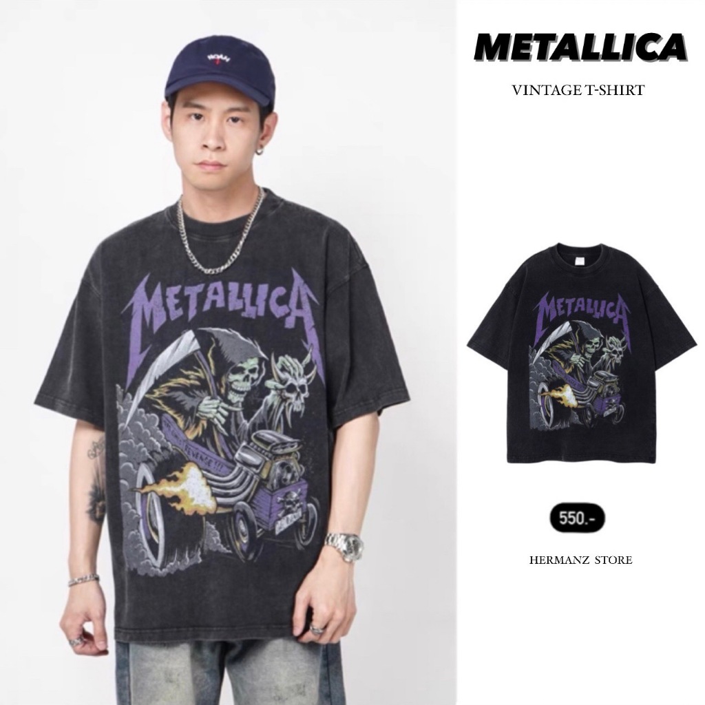 [HERMANZ] METALLICA เสื้อยืดสไตล์วินเทจ แนวสตรีท