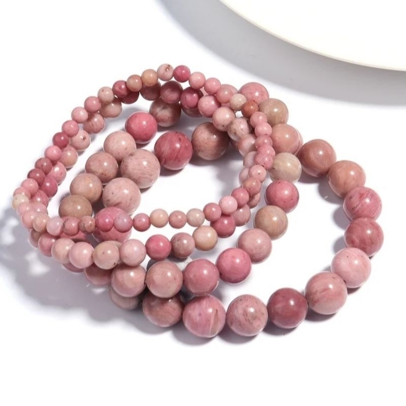สร้อยข้อมือสายมู กำไลหินแห่งความรัก มูความรัก สายเสน่ห์ มิตรภาพ Rhodonite ไม่ติดดำ