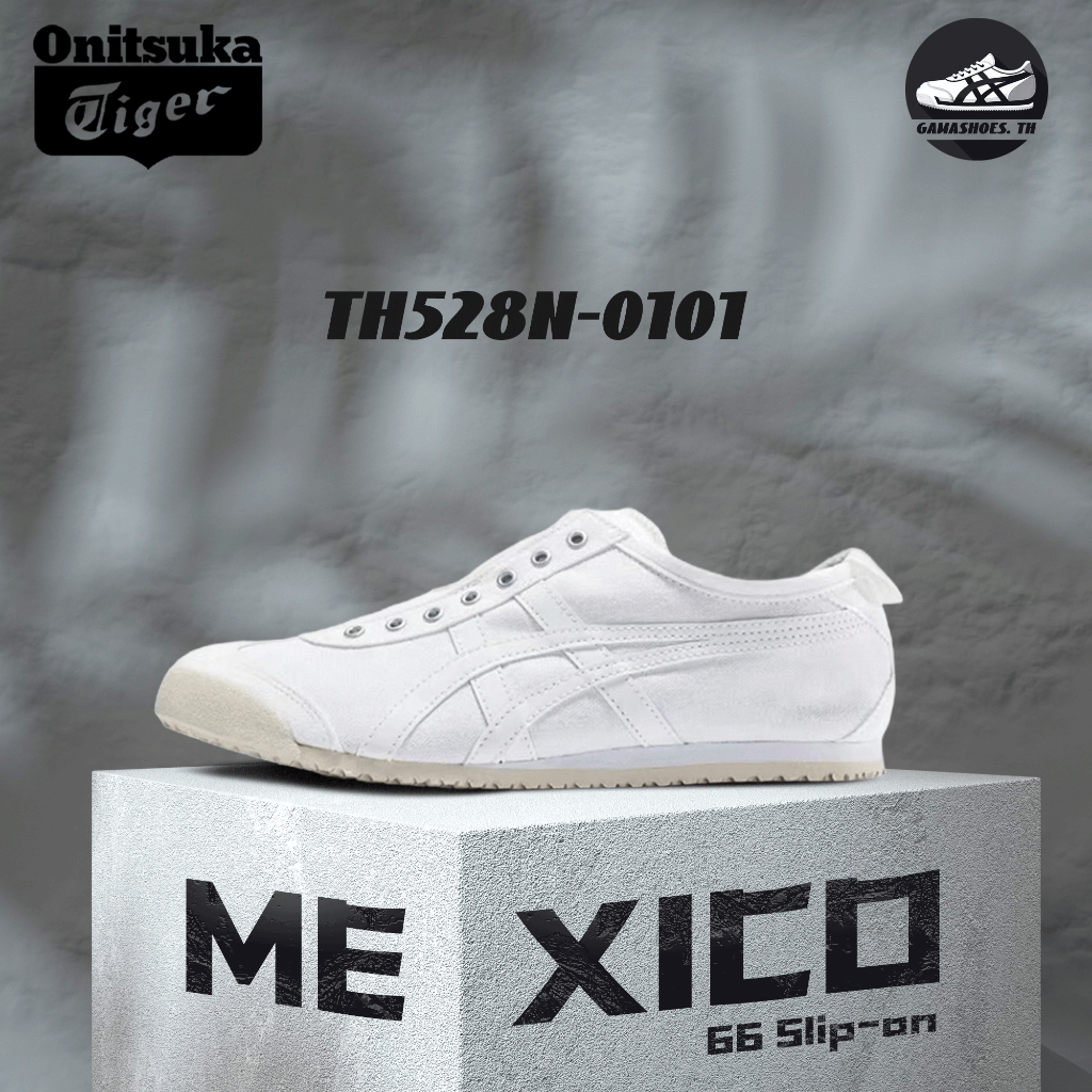 พร้อมส่ง !! Onitsuka Tiger MEXICO 66 slip-on TH528N-0101 รองเท้าลําลอง ของแท้ 100%