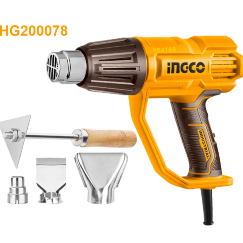 เครื่องเป่าลมร้อน ปืนเป่าลมร้อน ไฟฟ้า 2000 วัตต์ ปรับความร้อนได้ INGCO รุ่น HG200078 แท้ 100%.