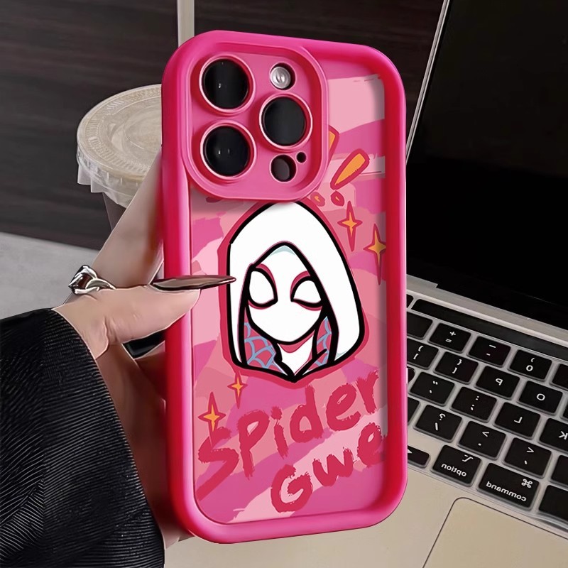 สินค้าพร้อมส่ง ลายการ์ตูนมาร์เวล สไปเดอร์แมน ตานางฟ้า น่ารัก สําหรับ IPhone 11 15 13 12 14 Pro MAX X XR 7Plus XS MAX