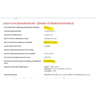 Ca-R-Bon คา-อา-บอน ผงถ่านแก้ท้องเสีย 1 แผง 10 แคปซูล คาร์บอน ยาถ่าน carbon Activated charcoal 260 mg.