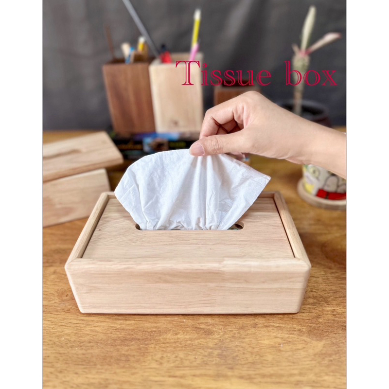 กล่องใส่ทิชชู่ Tissue box ผลิตจากไม้แท้ มินิมอล