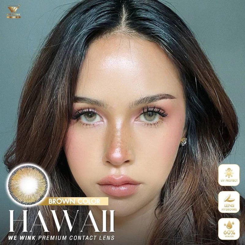 Hawaii (ตาโต) 👁👁(We Wink ฝาทอง) อมน้ำ 60%มากสุดในไทย Hydrogel Lens ป้องกันUV☀️ (เลนส์กรองแสง)