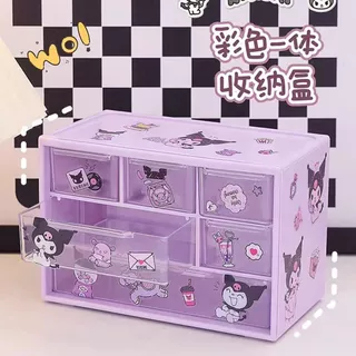 SANRIO กล่องลิ้นชักเก็บของ ลายการ์ตูน Kuromi Cinnamoroll My Melody น่ารัก หลายชั้น สําหรับเก็บเครื่องประดับ