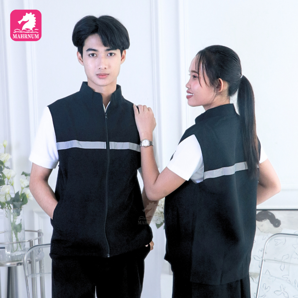 เสื้อกั๊กไม่มีตีนตุ๊กแก มีแถบสะท้อนแสง (ได้เฉพาะเสื้อตัวเปล่าไม่มีอาร์ม)