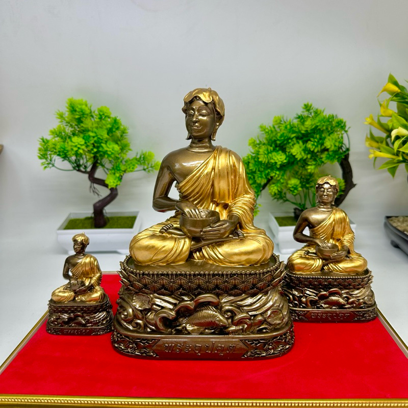 พระอุปคุต หน้าตัก 2-3-5นิ้ว แร่เหล็กน้ำพี้ แถมฟรีฐานรอง สีมันปูเพ้นท์