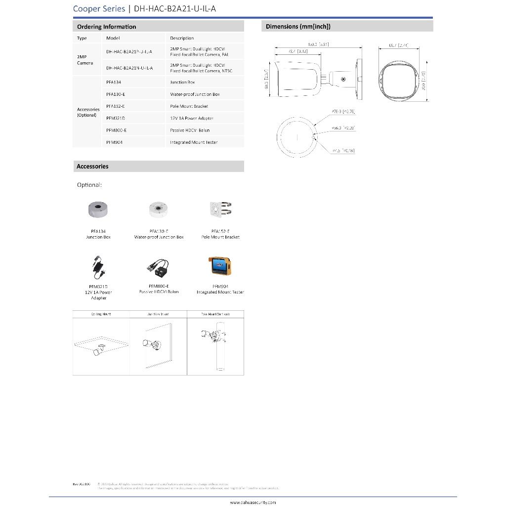 DAHUA HAC-B2A21P-U-IL-A (3.6 mm.) กล้องวงจรปิดระบบ HD 2 MP มีไมค์ในตัว Dual Light ภาพสี 24 ชม. BY BILLIONAIRE SECURETECH