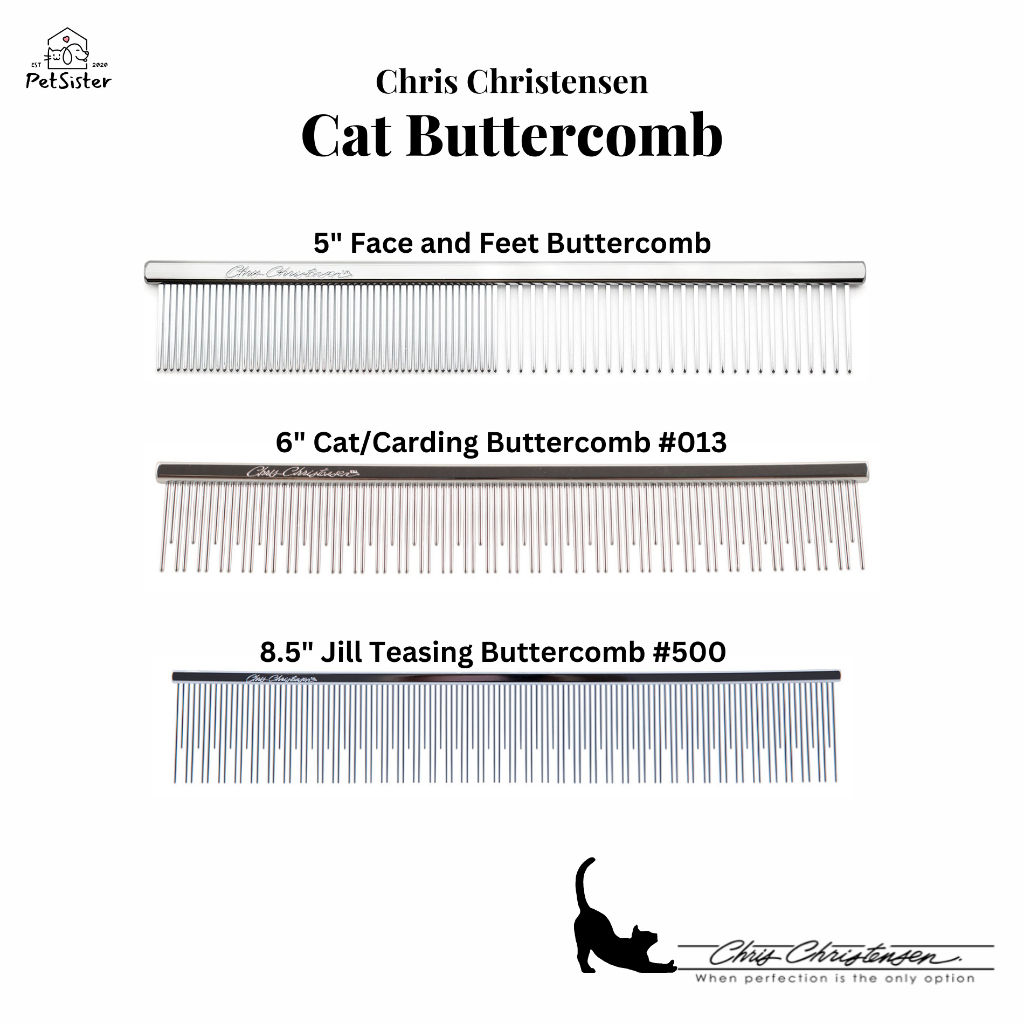 ส่งฟรี หวี Chris Christensen Cat Buttercomb หวีซี่เหล็กสัตว์เลี้ยงรุ่น 013, 500 x Petsister