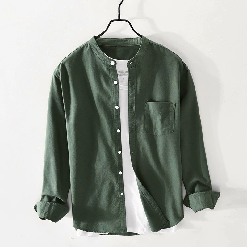 เสื้อเชิ้ตคอจีน/แขนยาว Oxford Collection - เสื้อเชิ้ตผู้ชายสีพื้น เสื้อเชิ้ตทำงาน