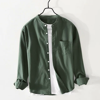 เสื้อเชิ้ตคอจีน/แขนยาว Oxford Collection - เสื้อเชิ้ตผู้ชายสีพื้น เสื้อเชิ้ตทำงาน