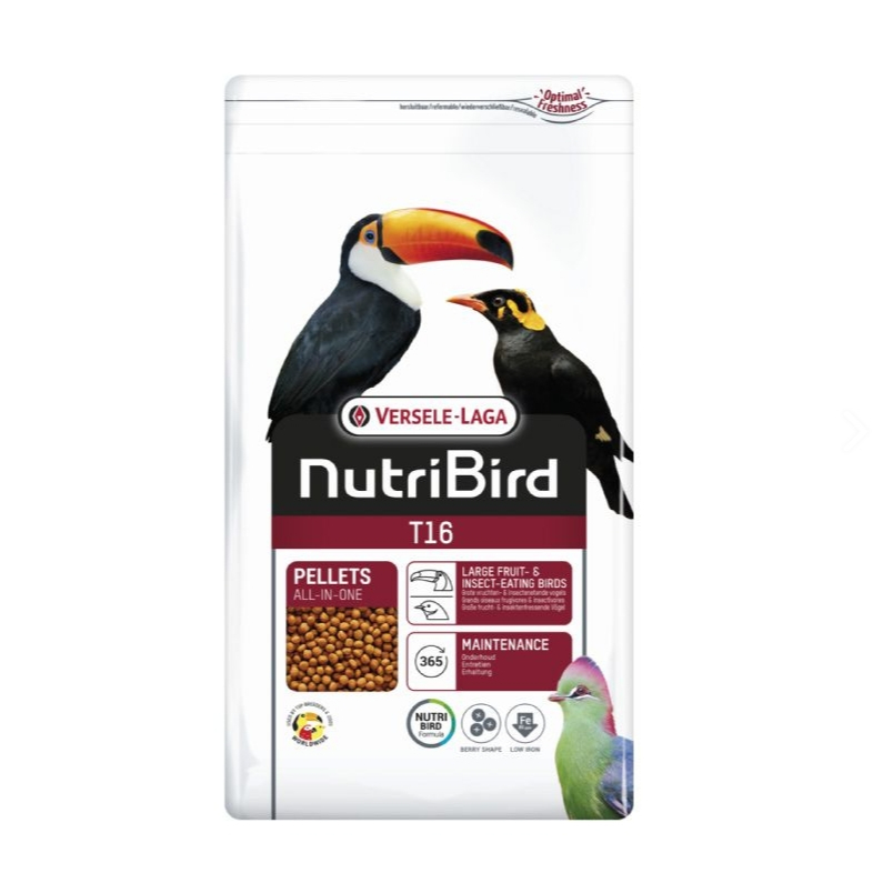 NutriBird T16 (2 kg.) อาหารนกตระกูลขุนทองนกกินผลไม้และแมลงขนาดใหญ่