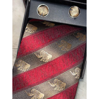 เนคไทลายช้าง SET Thai- Neck Tie , ชุดเนคไท ผ้าไหม,คัฟลิงค์: 150x8cm