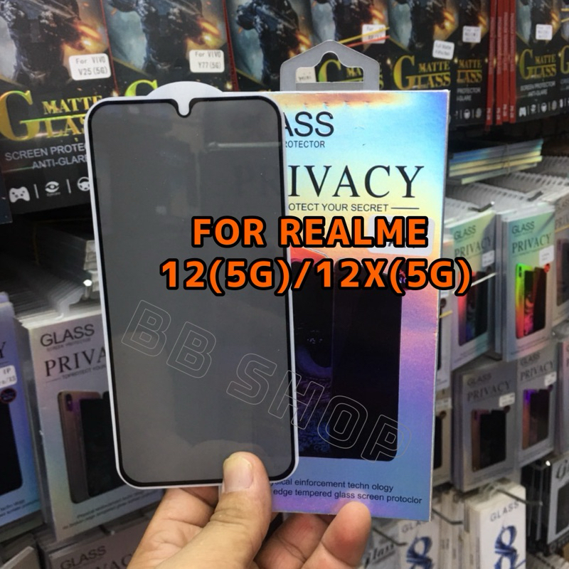 ฟิล์มกระจกเต็มจอ(กันมอง) รุ่นRealme 12(5G)/12X (ตรงรุ่น) ฟิล์มกันมองPRIVACY กันคนมอง กันรอยขีดข่วน สินค้าพร้อมส่งในไทย