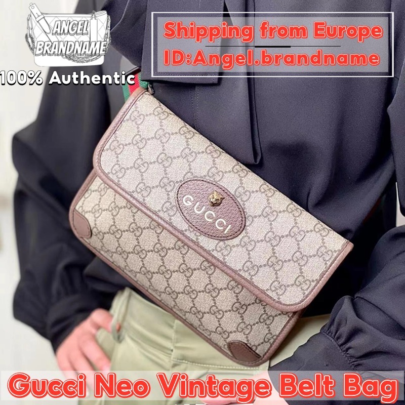 👜กุชชี่ GUCCI Neo Vintage GG Supreme Belt Bag กระเป๋าสะพายสำหรับผู้ชาย/กระเป๋าคาดเอวสำหรับสุภาพสตรี