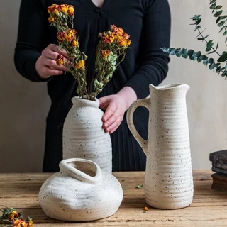 Ceramic vase สไตล์นอร์ดิกแจกันเซรามิกตกแต่งเรียบง่ายดอก ไม้ห้องนั่งเล่นนุ่มย้อนยุคคอนเทนเนอร์ ไฮโดรโพนิกบ้านศิลปะดอกไม้
