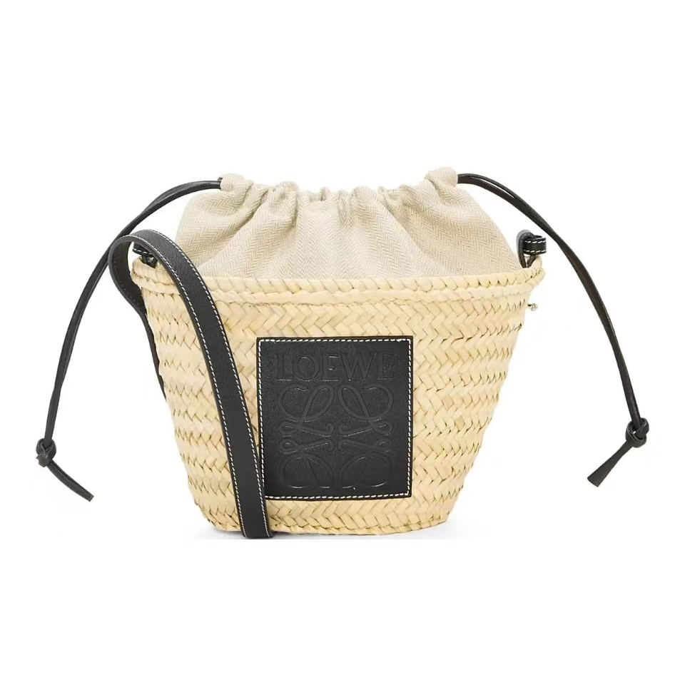 LOEWE/Bucket Bag/Crossbody Bag/กระเป๋าสะพาย/กระเป๋าผู้หญิง/สีธรรมชาติ/สีดำ แท้ 100%