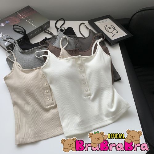 [ส่งจากไทย] 𝑩𝒓𝒂𝑩𝒓𝒂𝑩𝒓𝒂 #bra-264 สายเดี่ยว แขนกุด ฟองน้ำในตัว กระดุมหน้า