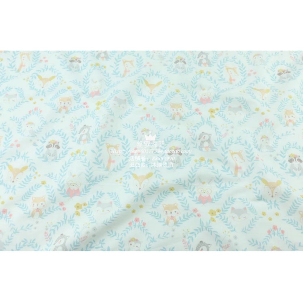 ผ้าคอตตอน 100% ทอทวิล หน้ากว้าง 2.35 เมตร ตัดขายเป็นเมตรๆ พิมพ์ลายสัตว์น่ารัก