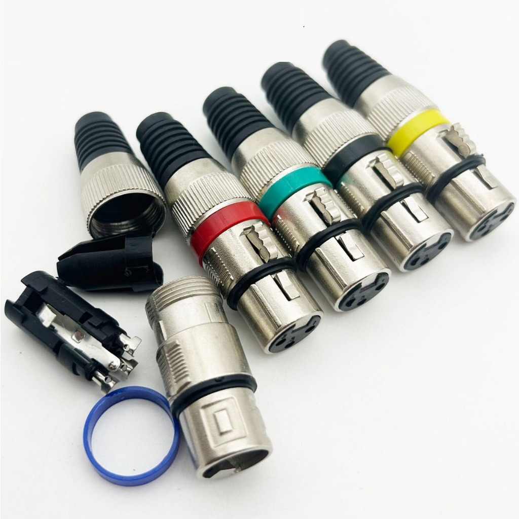 ปลั๊ก XLR ตัวผู้ เมีย 3ขา รุ่นคาดสี ท้ายยาง แคนนอนตัวเมีย CANNONตัวเมีย J.CANNON ปลั๊กแคนนอน แจ็คแคนนอน เข้าสายสัญญาณ