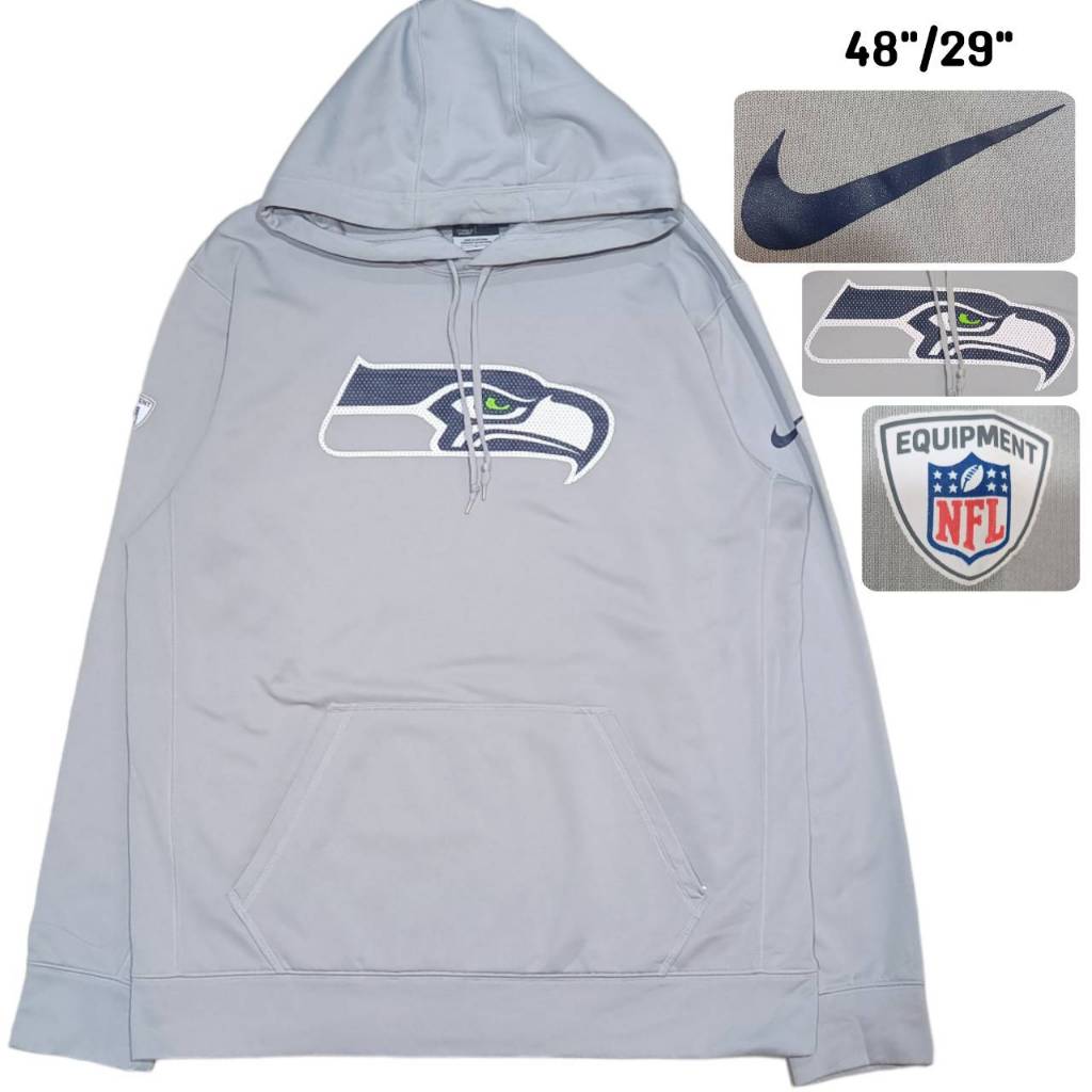 Nike Seattle Seahawks NFL Sweaters เสื้อฮู้ดแขนยาว สีเทา ไนกี้ ซีเอทเทิล ซีฮอก NFL มือสองสภาพดี