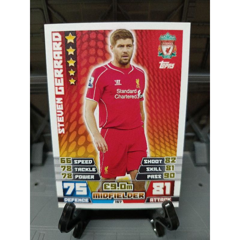 2014-15 Topps Match Attax English Premier League Steven Gerrard #157 Liverpool fc