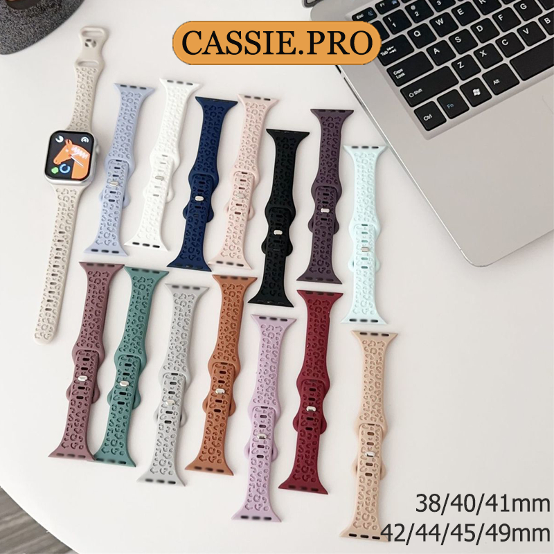เสือดาวพิมพ์สายนาฬิกาซิลิโคนเหมาะสำหรับ Apple Watch series 9 8 7 6 se ultra 49mm44mm45mm i watch5 4 3 2 41mm38mm40mm42mm